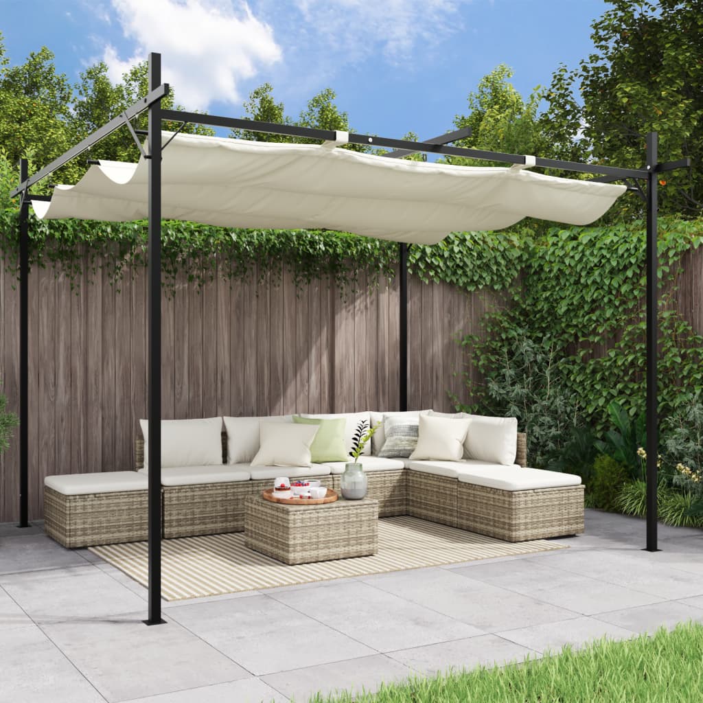 Pergola with retractable roof 395x292x230 cream-colored