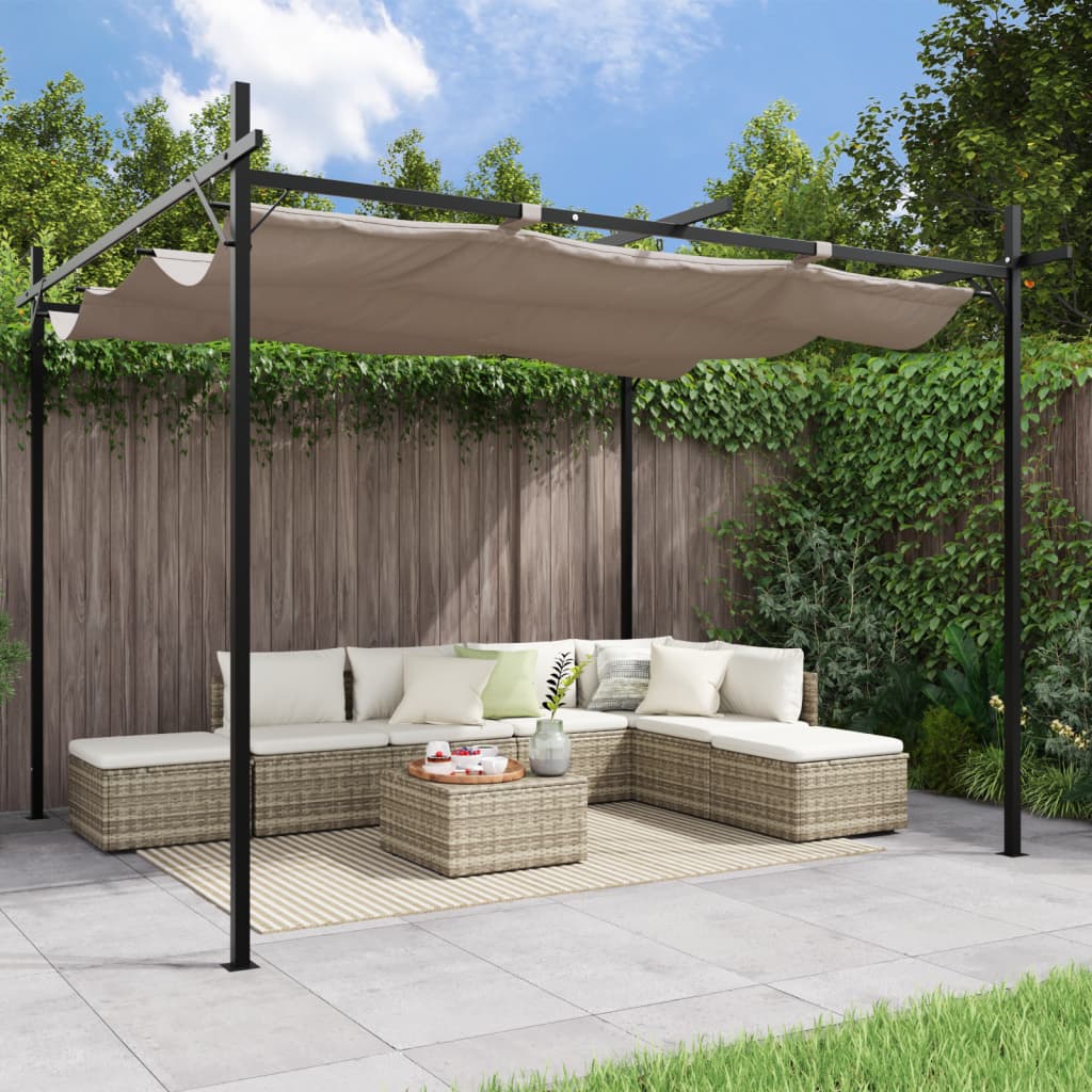 Pergola with retractable roof 395x292x230 cream-colored