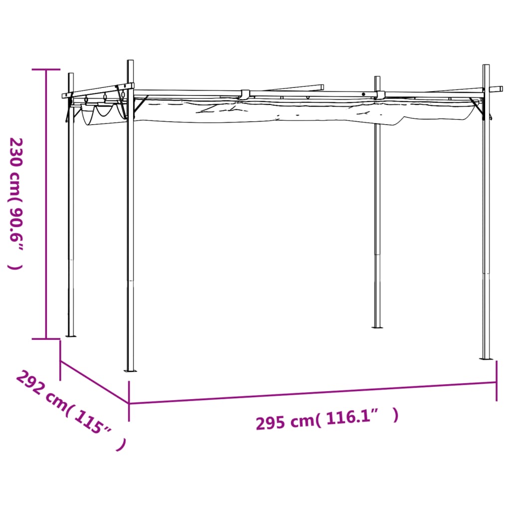 Pergola with retractable roof 395x292x230 cream-colored