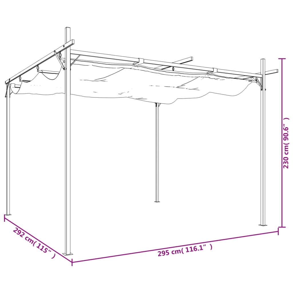 Pergola met uitschuifbaar dak 589x292x230