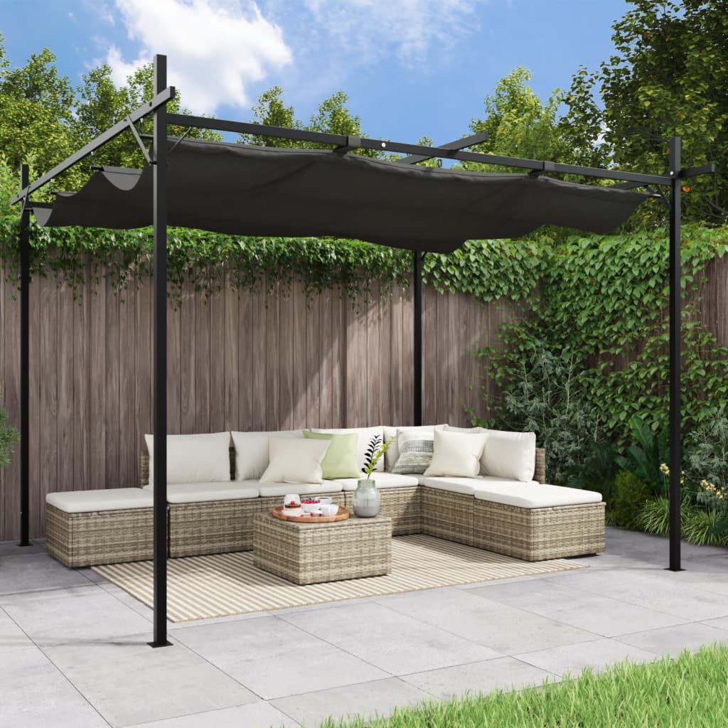 Pergola with retractable roof 395x292x230 cream-colored