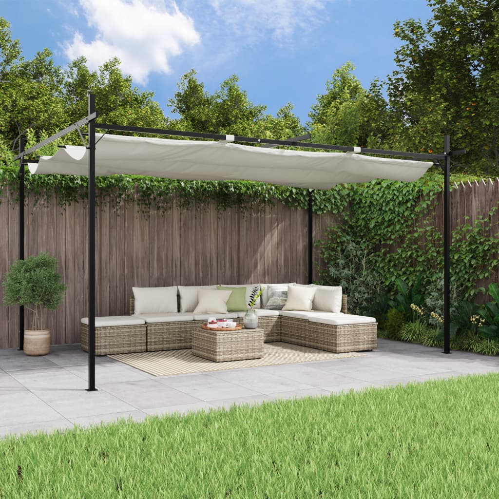 Pergola with retractable roof 395x292x230 cream-colored