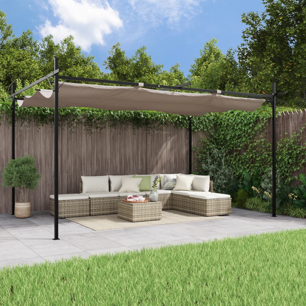 Pergola with retractable roof 395x292x230 cream-colored