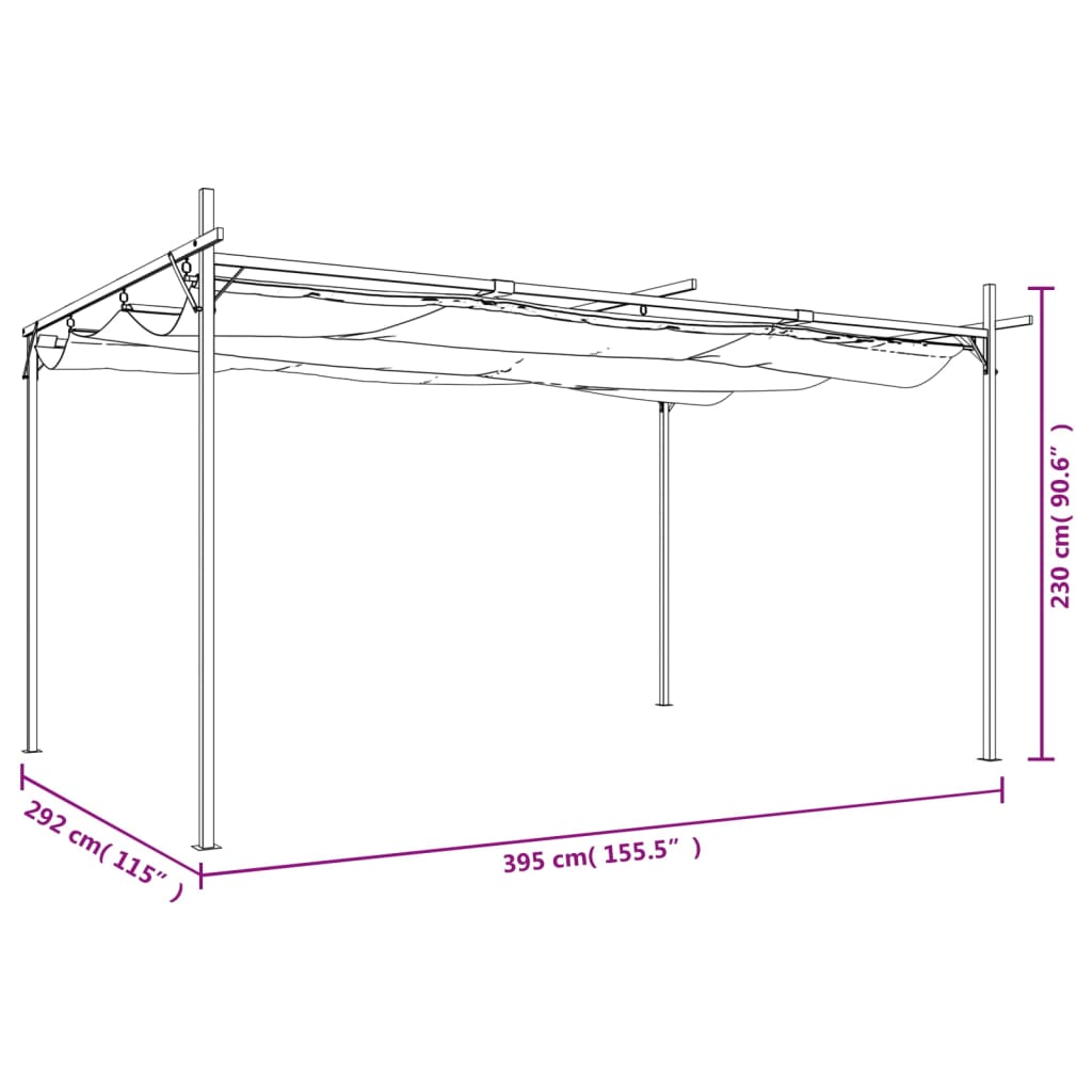 Pergola met uitschuifbaar dak 589x292x230