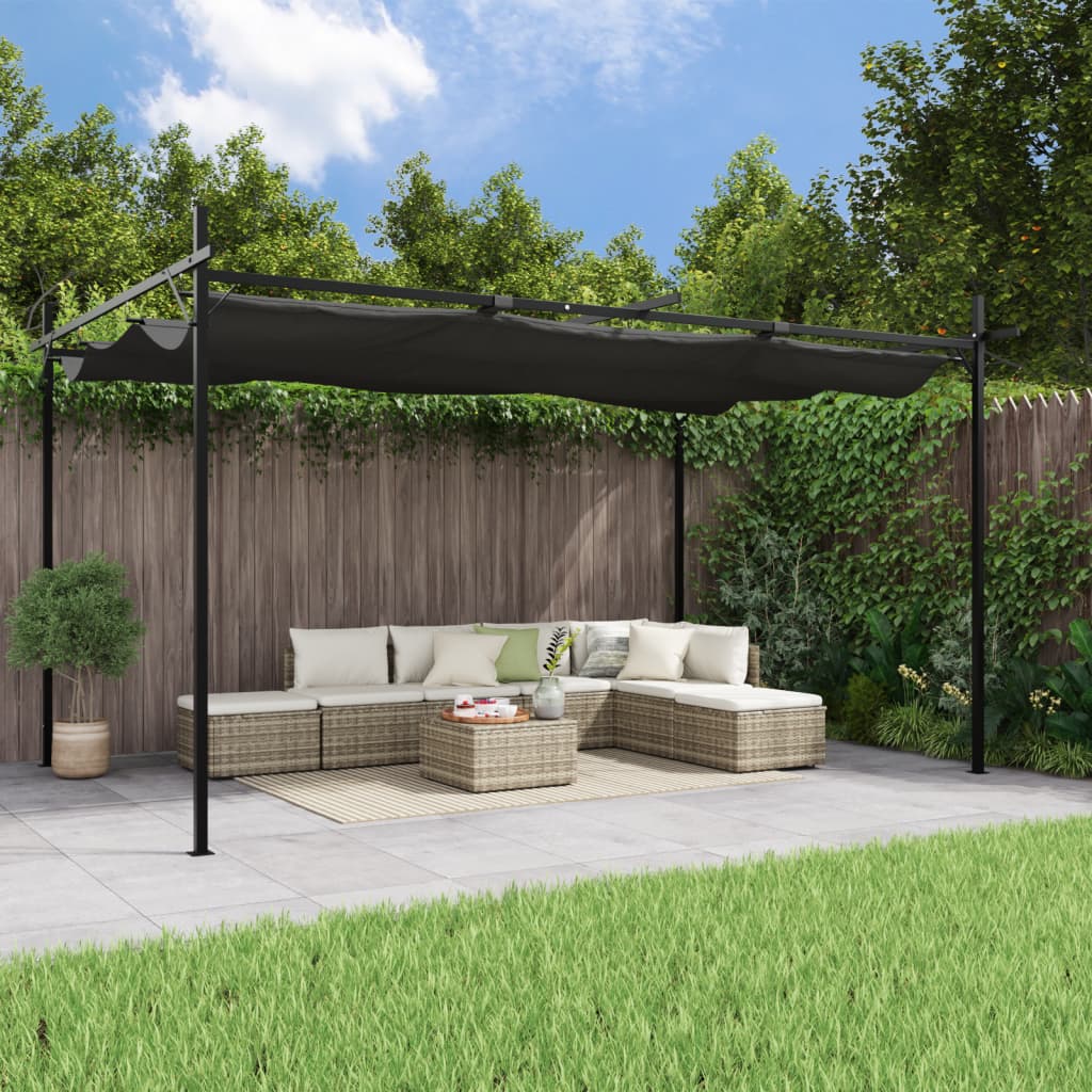 Pergola with retractable roof 395x292x230 cream-colored