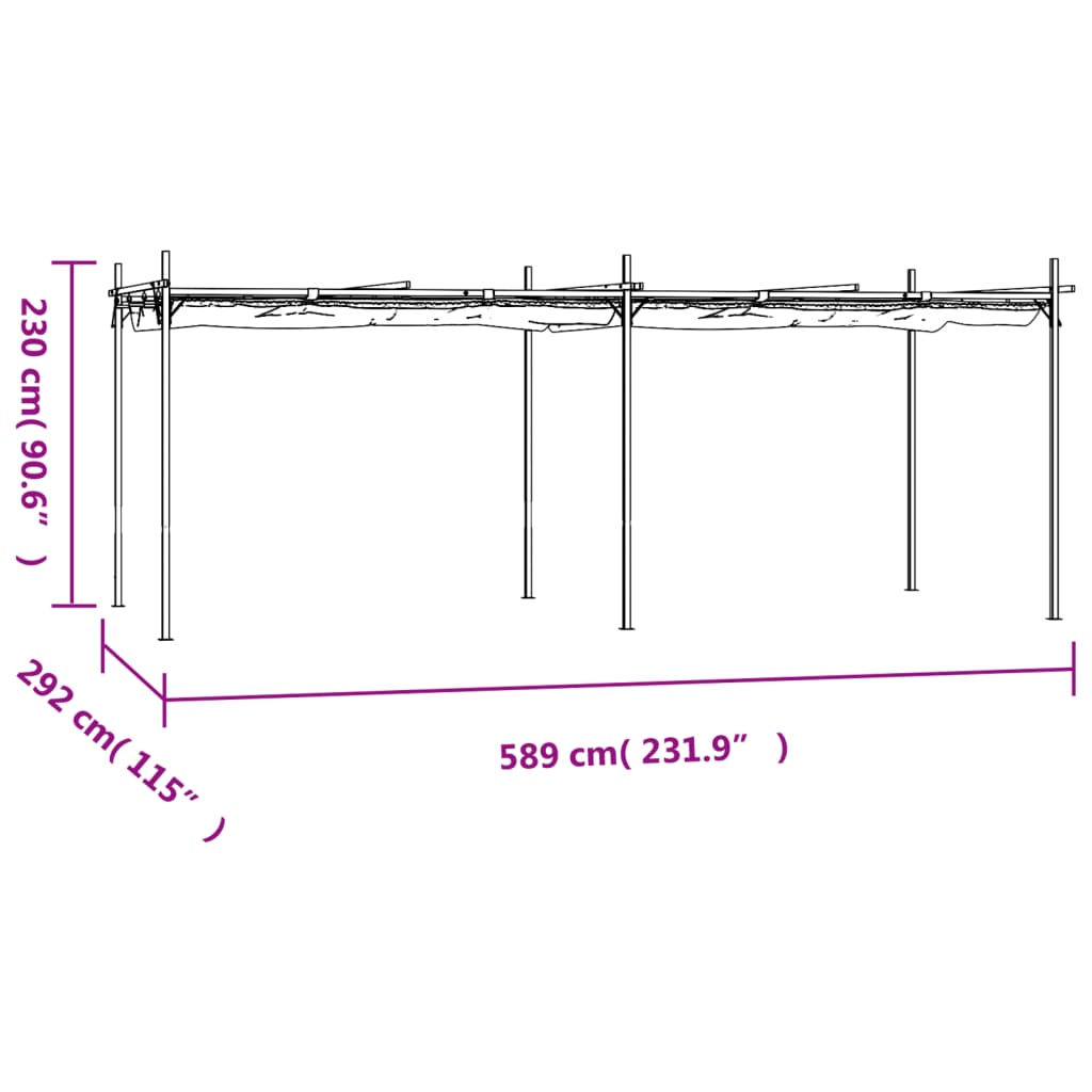 Pergola with retractable roof 395x292x230 cream-colored