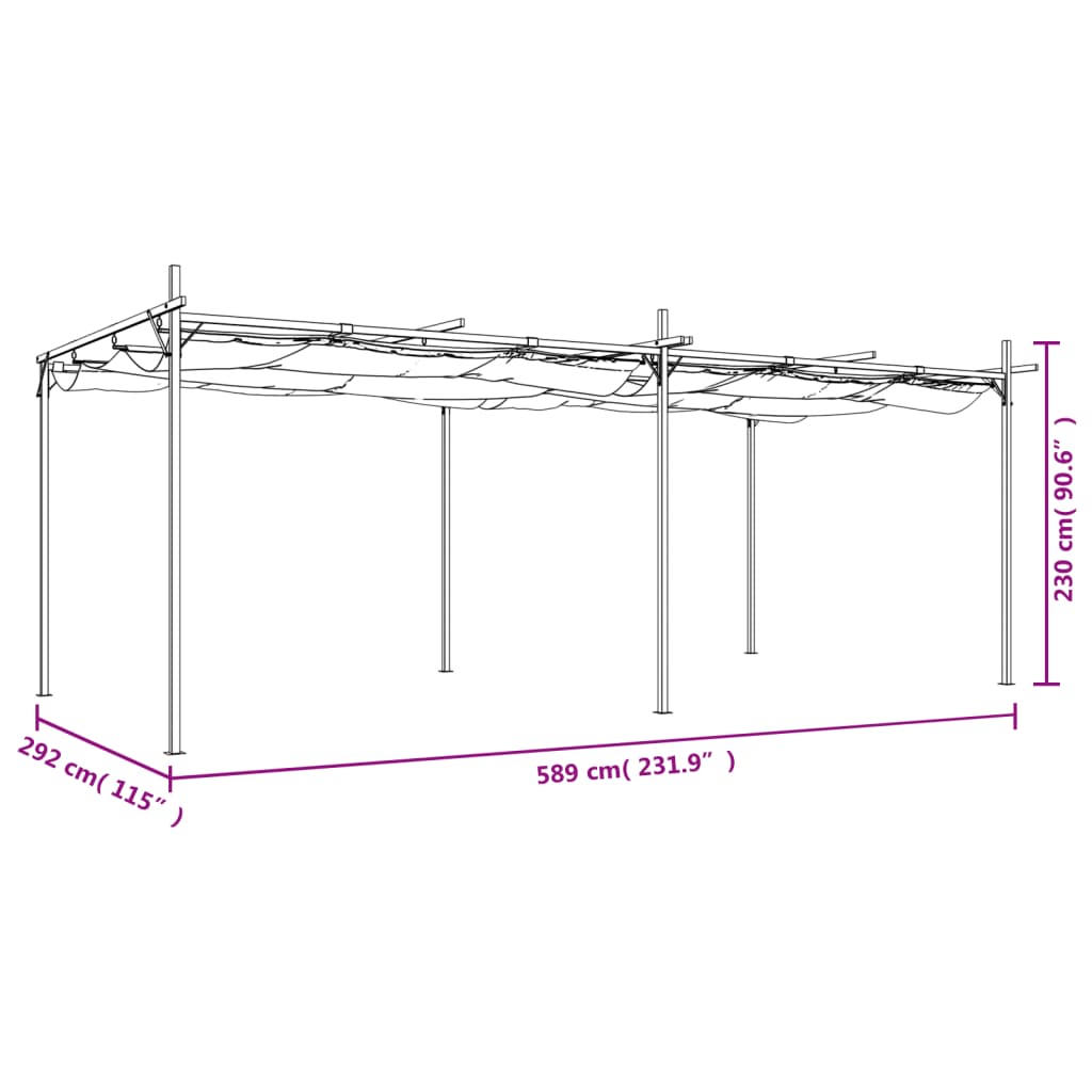 Pergola met uitschuifbaar dak 589x292x230