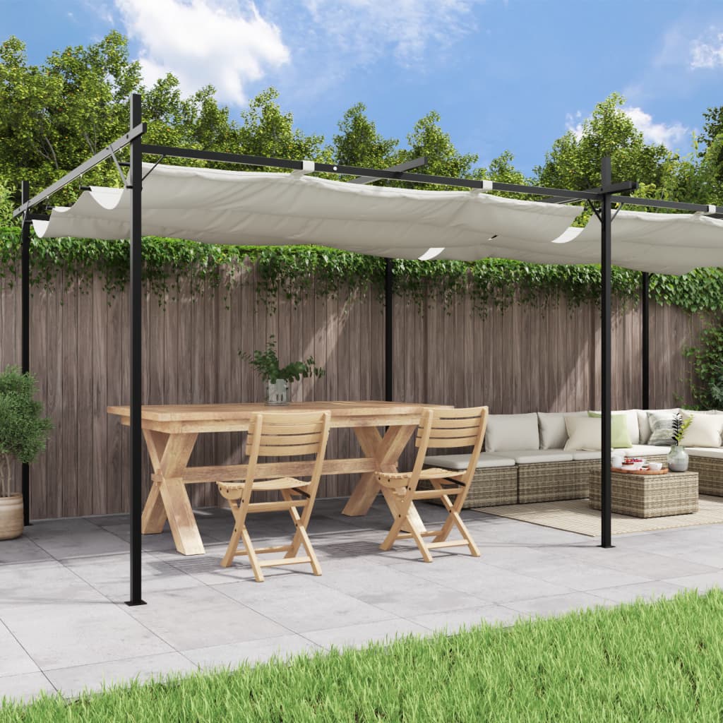 Pergola with retractable roof 395x292x230 cream-colored