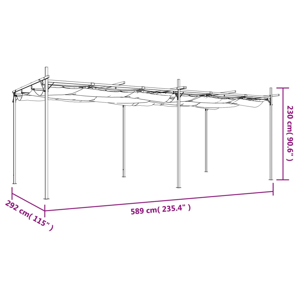 Pergola met uitschuifbaar dak 589x292x230