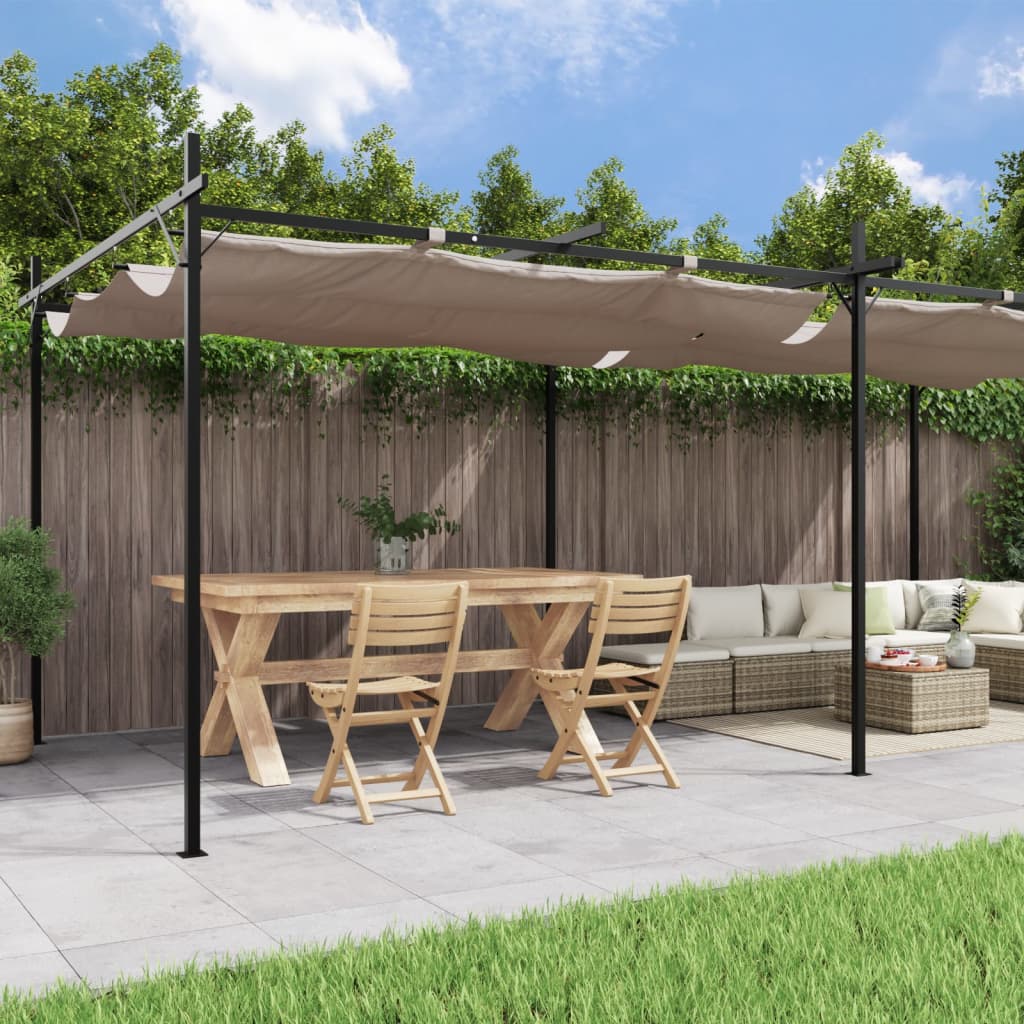 Pergola with retractable roof 395x292x230 cream-colored