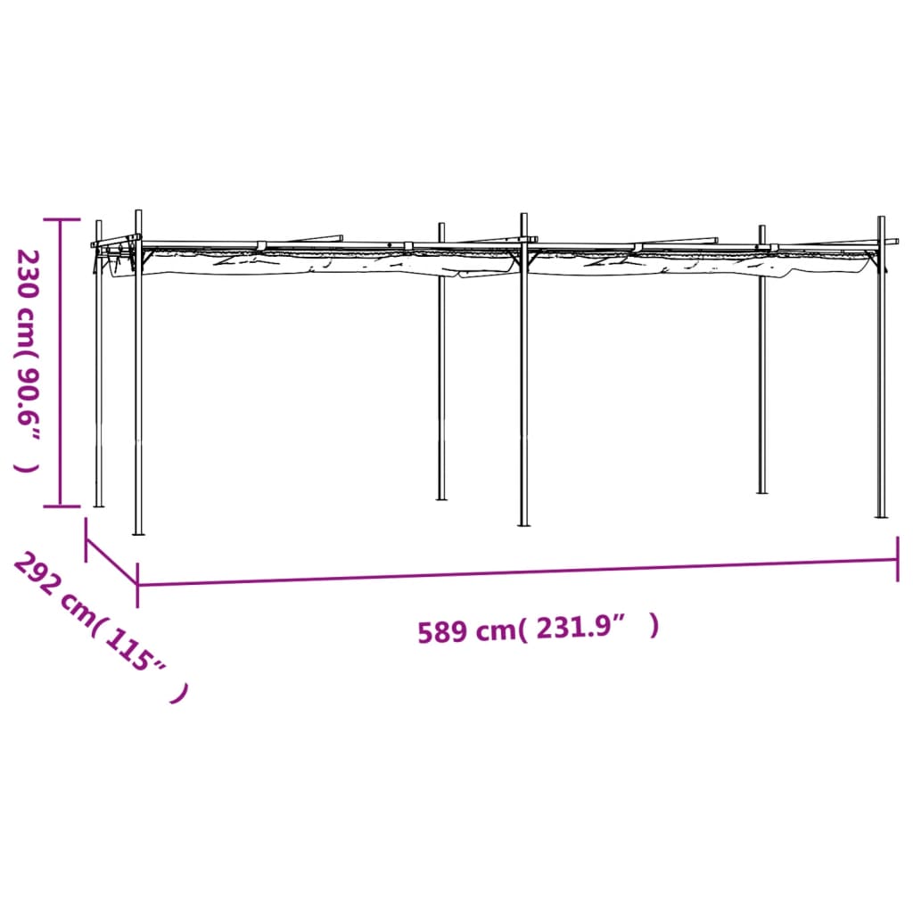 Pergola with retractable roof 395x292x230 cream-colored