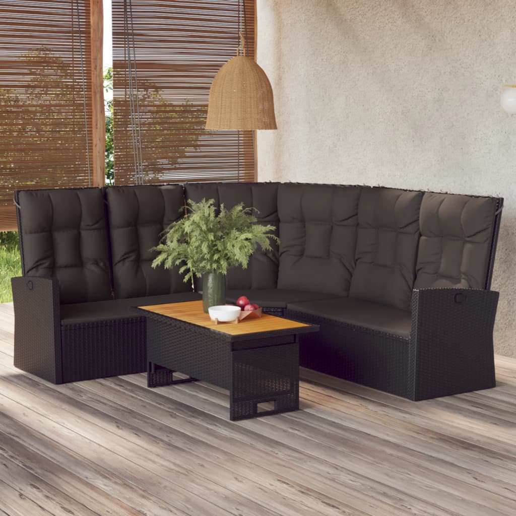 2-delige Loungeset met kussens poly rattan