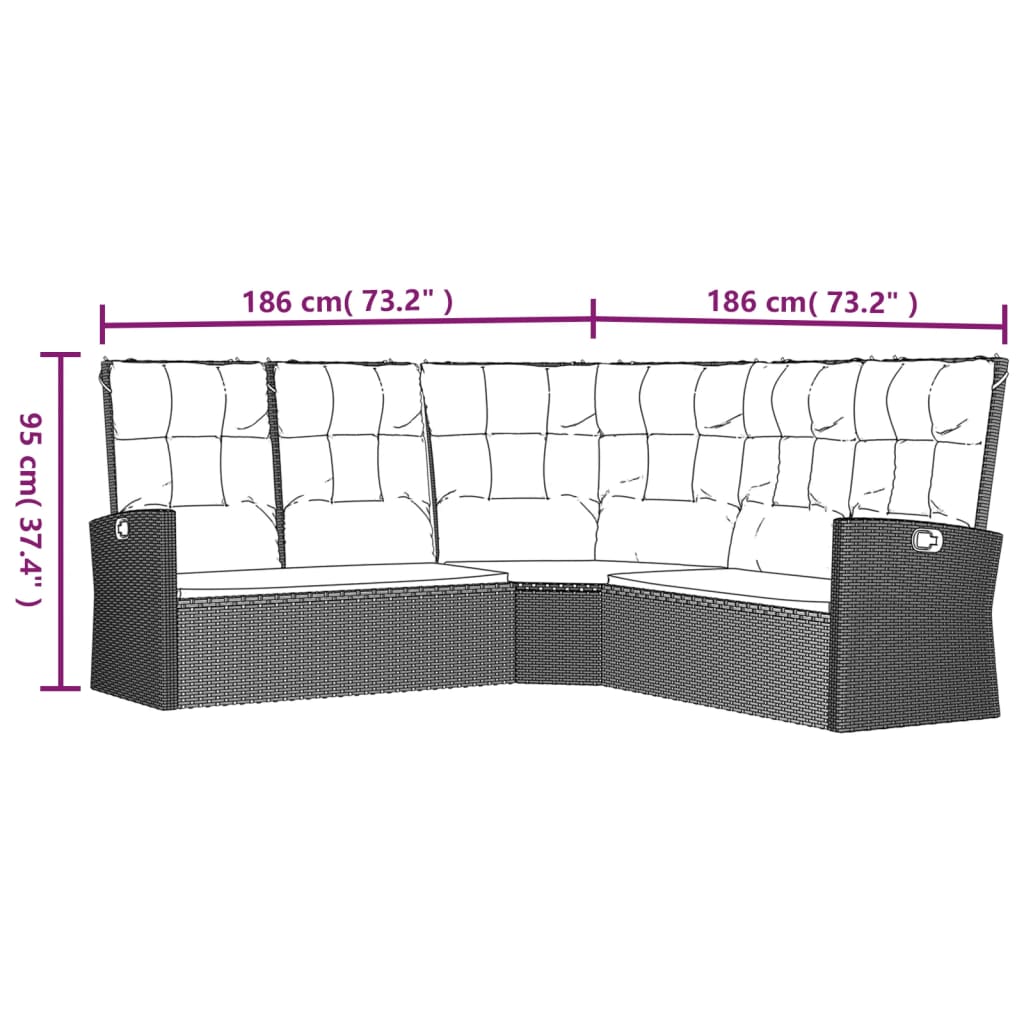 2-delige Loungeset met kussens poly rattan