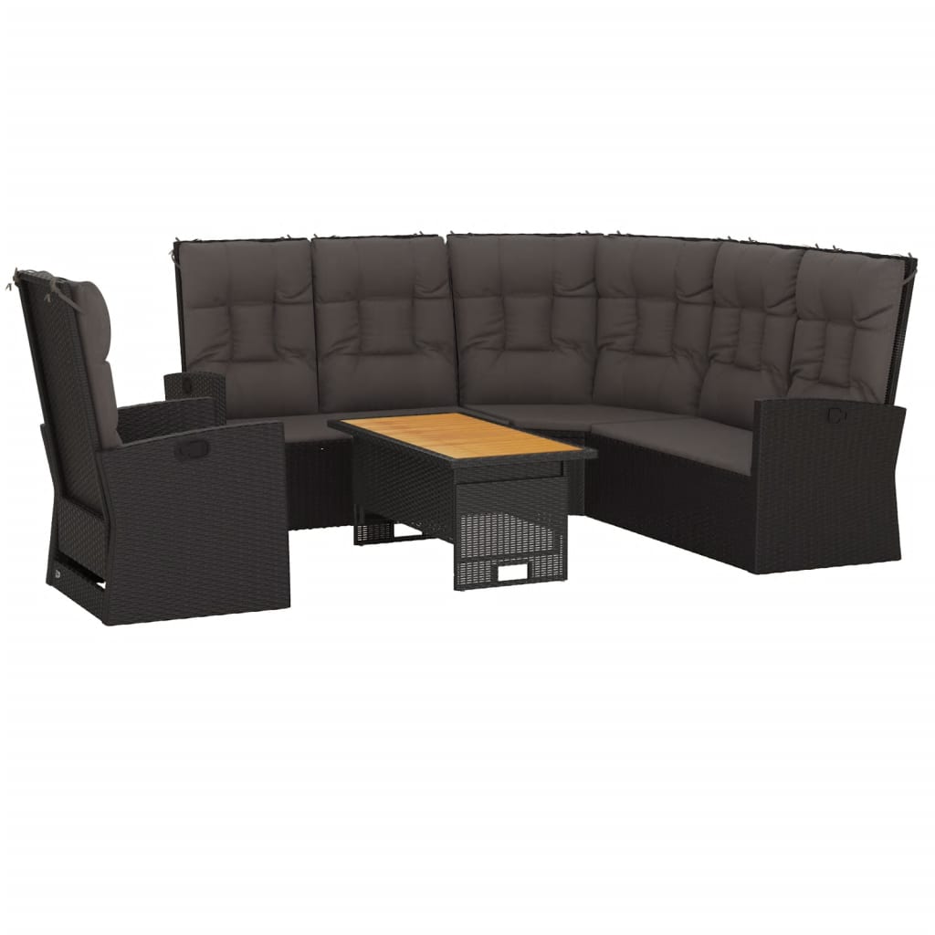 3-delige Loungeset met kussens poly rattan