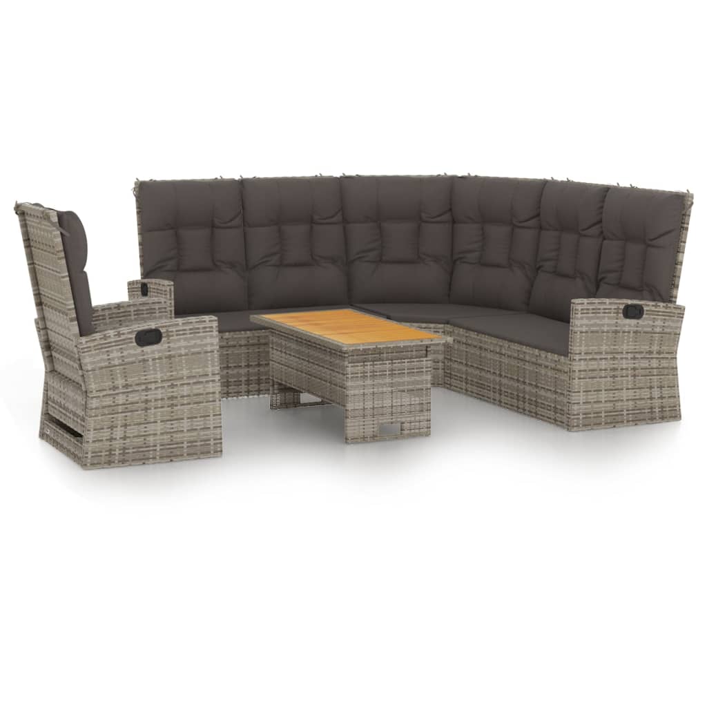 3-delige Loungeset met kussens poly rattan