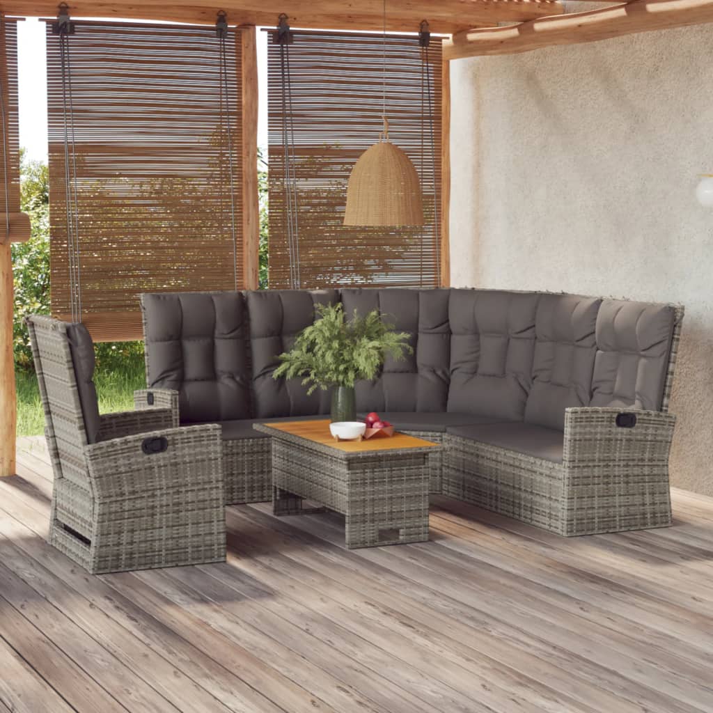 3-delige Loungeset met kussens poly rattan