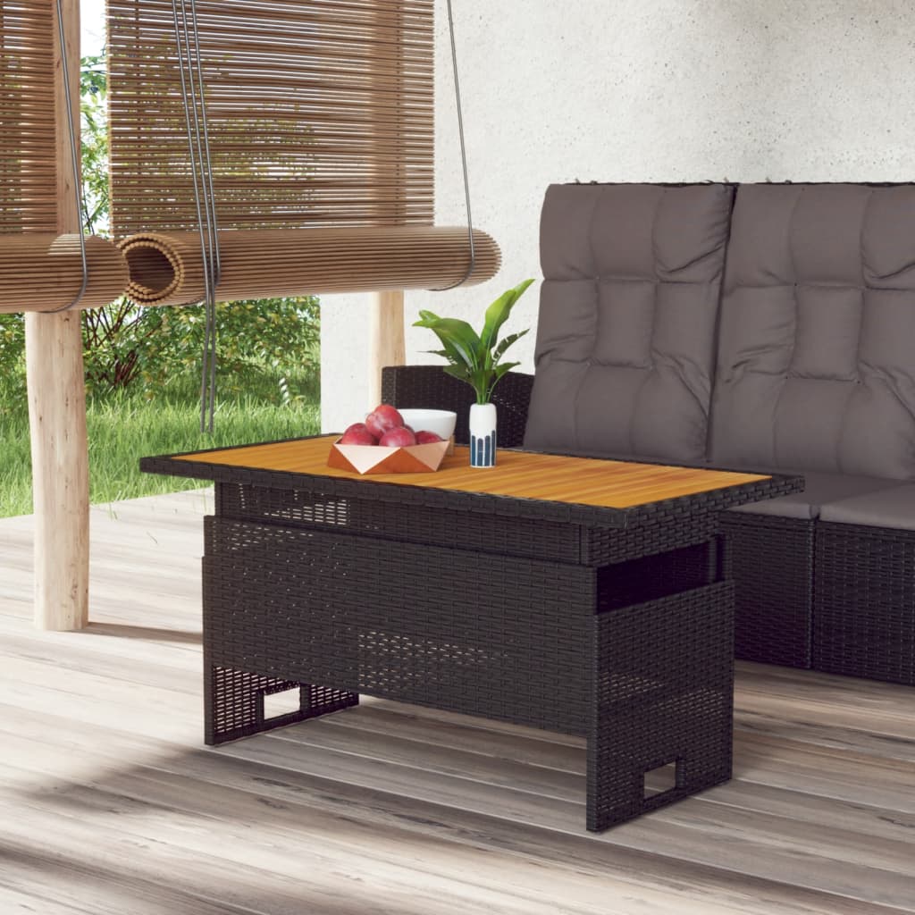 Tuintafel 100x50x43/63 cm acaciahout en poly rattan