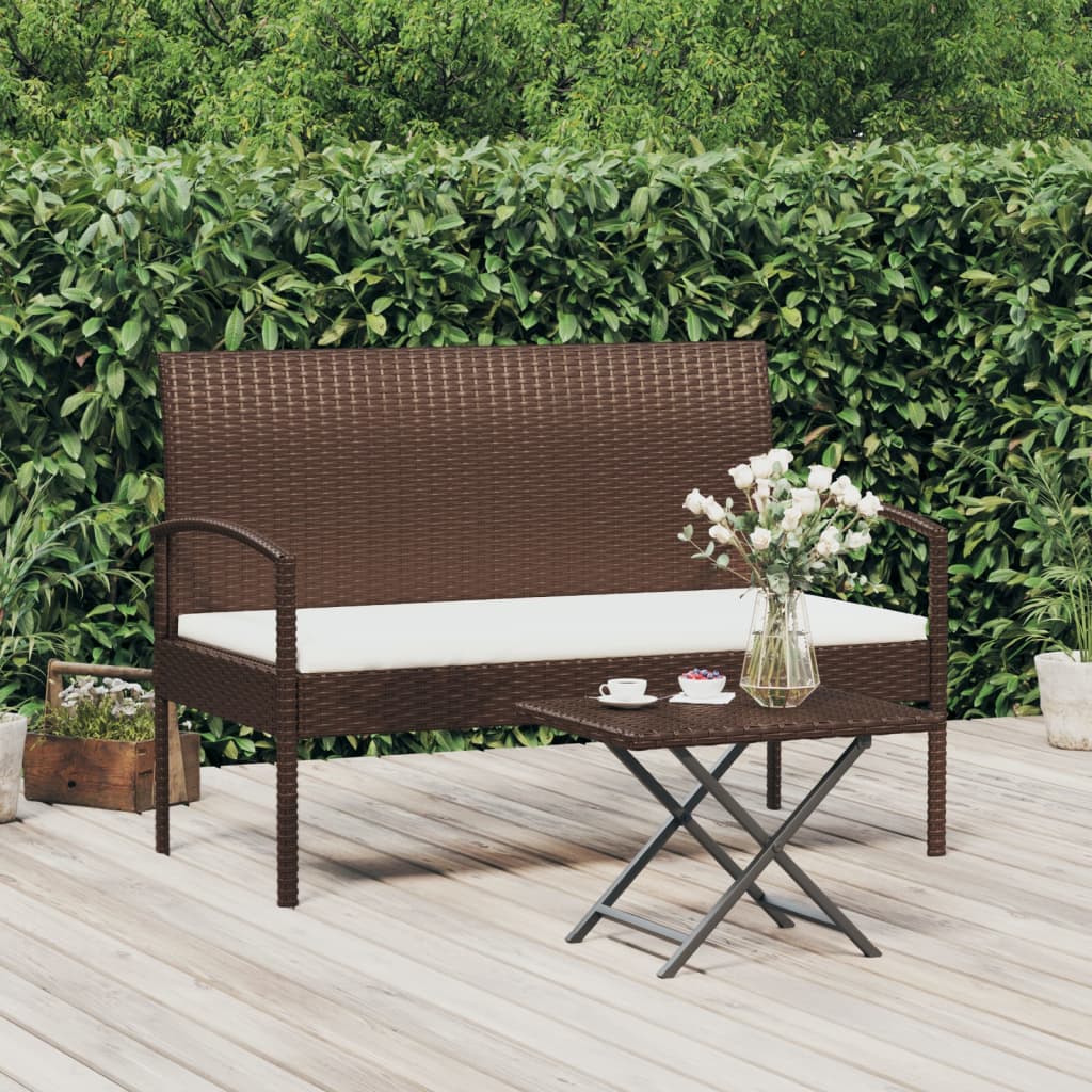 Tuinbank met kussen 105 cm poly rattan