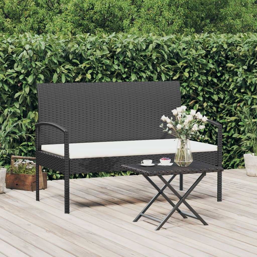 Tuinbank met kussen 105 cm poly rattan