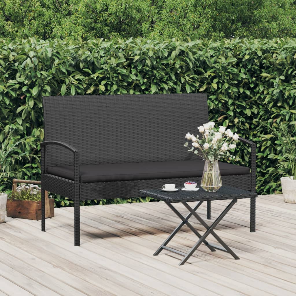 Tuinbank met kussen 105 cm poly rattan