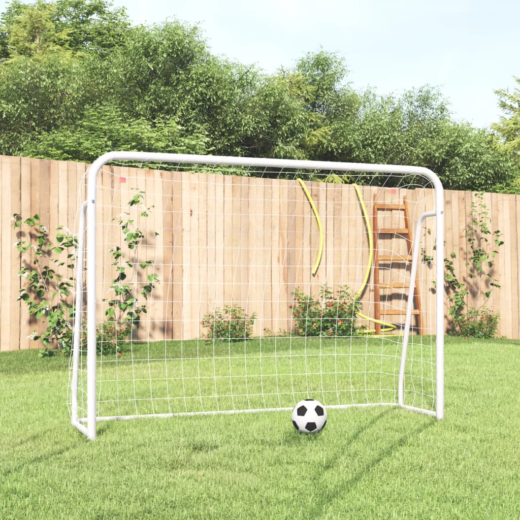 Voetbaldoel met net 180x90x120 cm staal wit