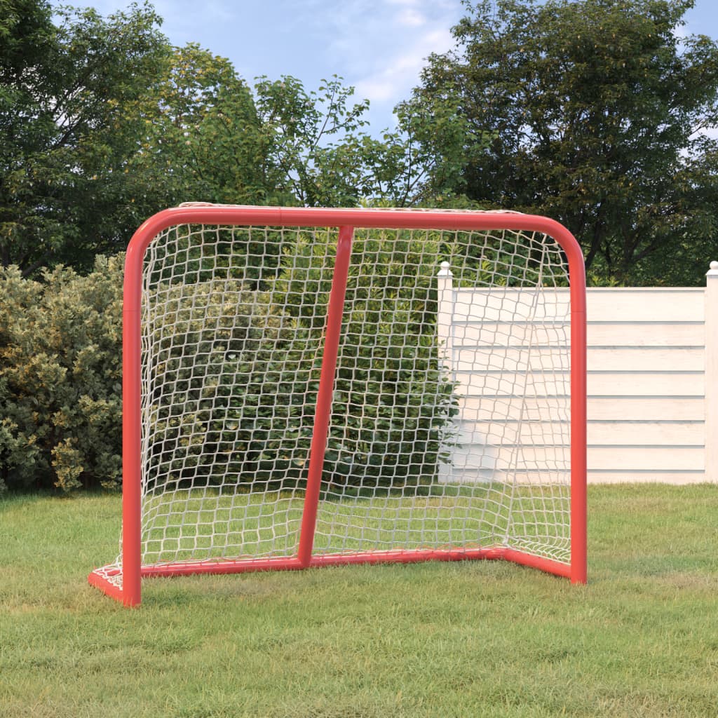 Hockeydoel met net 153x60x118 cm staal en polyester rood en wit