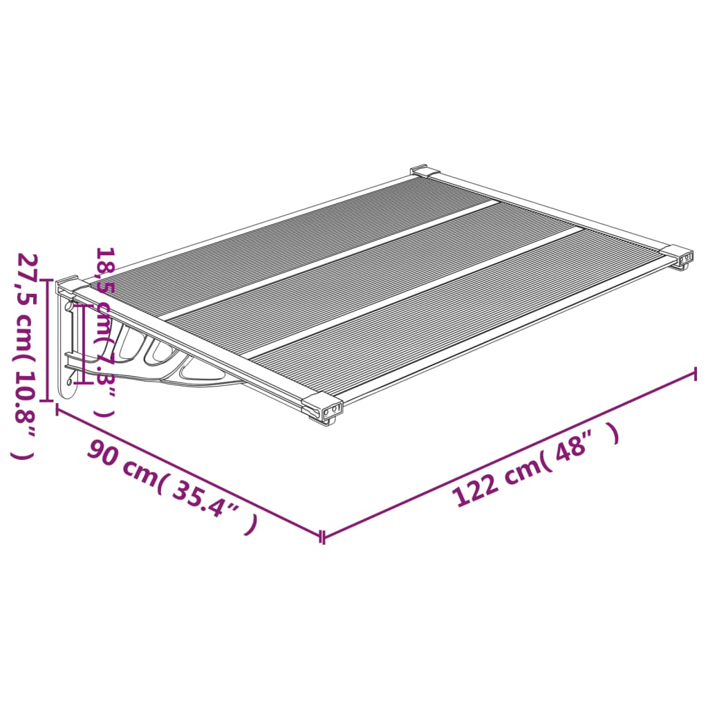 Deurluifel 297,5x90 cm polycarbonaat zwart en transparant