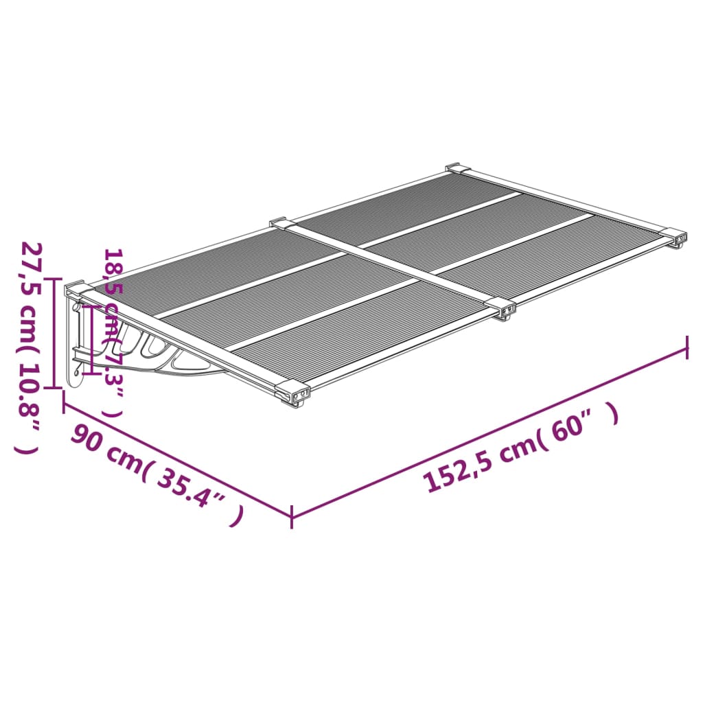 Deurluifel 297,5x90 cm polycarbonaat zwart en transparant