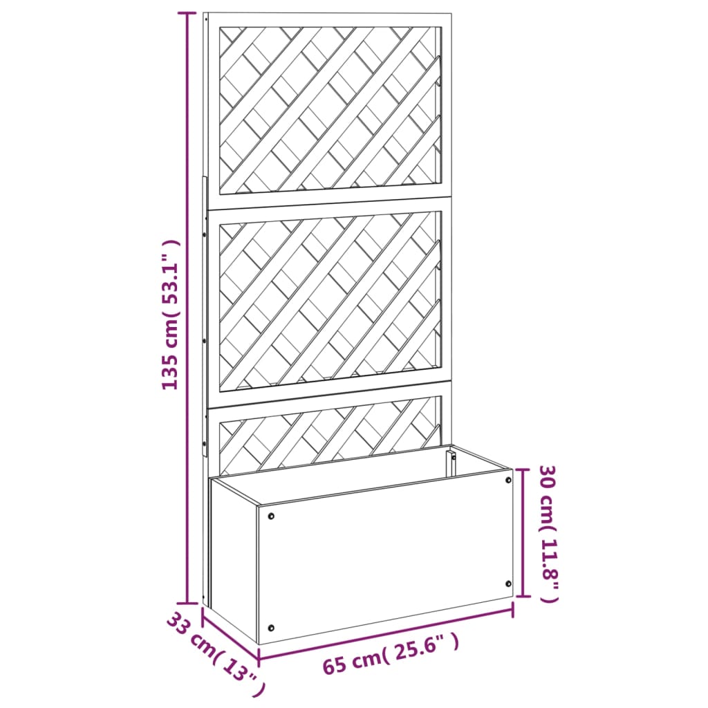 Plantenbakken met latwerk 2 st 65x33x135 cm HKC