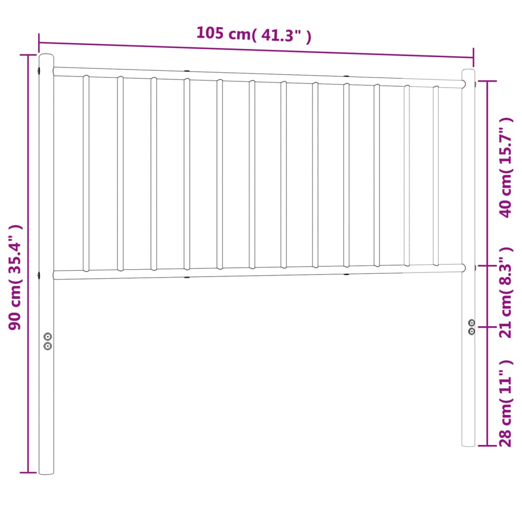 Hoofdbord 107 cm metaal