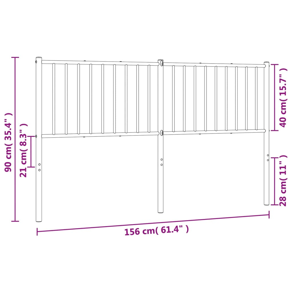 Hoofdbord 107 cm metaal