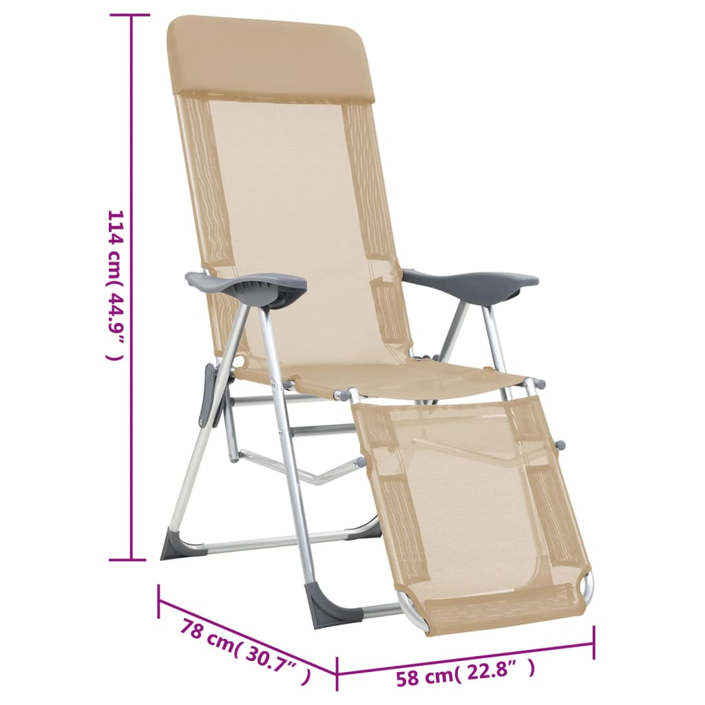 Campingstoelen met voetensteun 2 st inklapbaar textileen