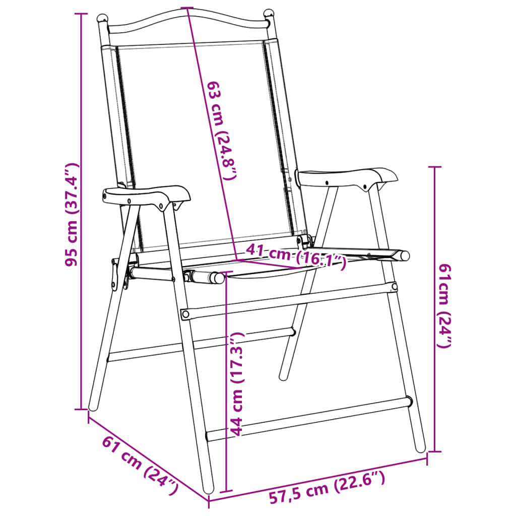 Tuinstoelen 2 st inklapbaar staal en textileen gemêleerd grijs