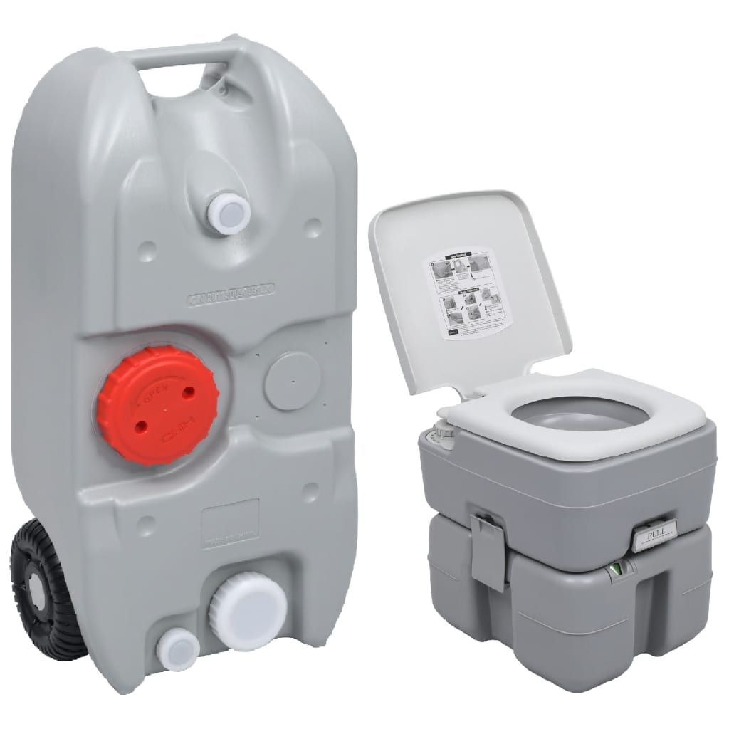 Campingtoilet en watertankset draagbaar