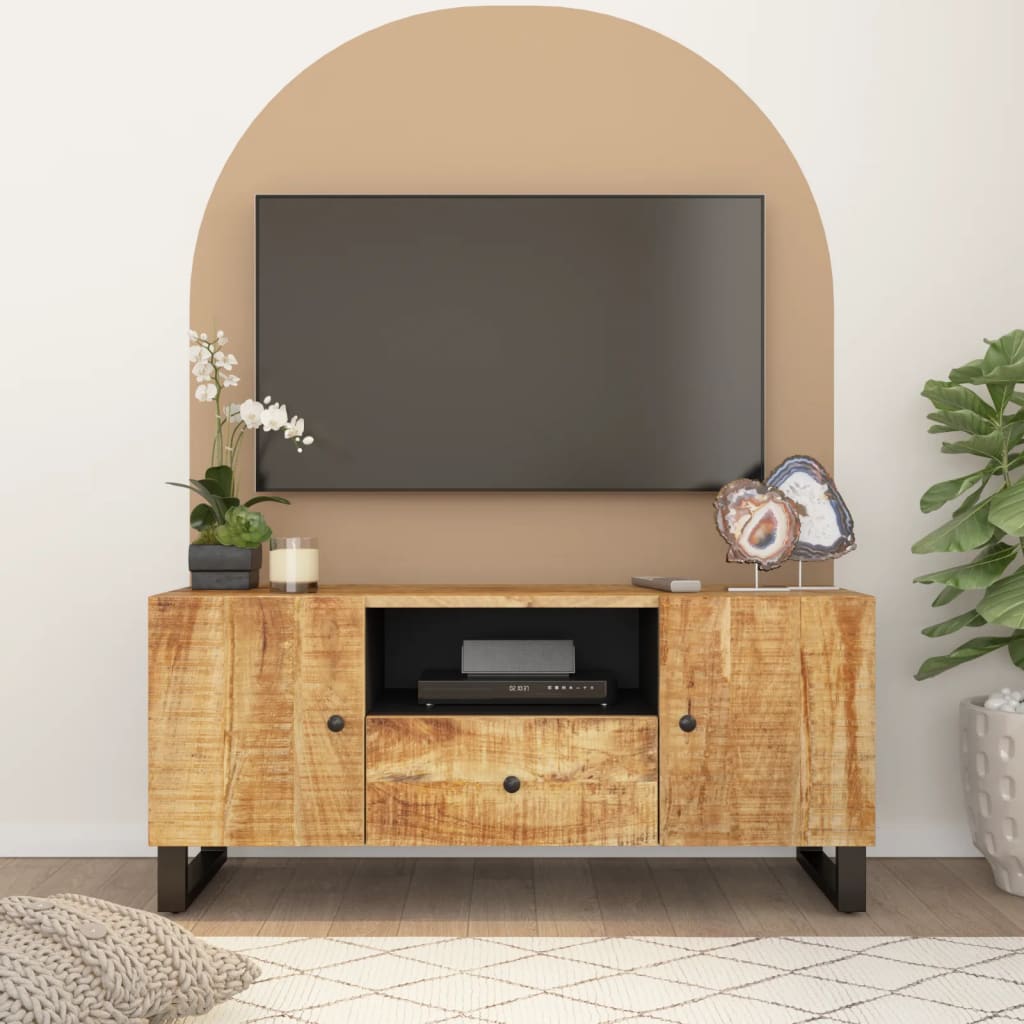 Tv-meubel 105x33,5x46 cm massief acaciahout en bewerkt hout