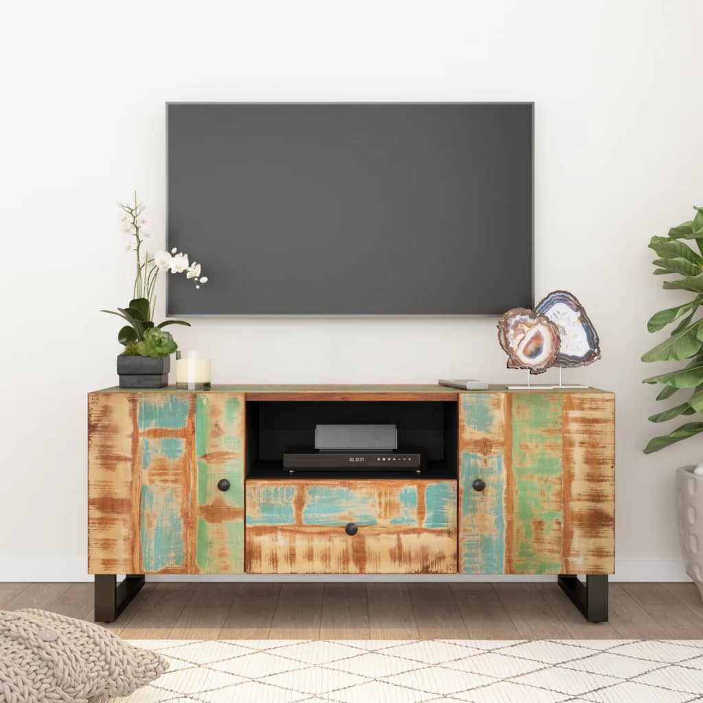 Tv-meubel 105x33,5x46 cm massief acaciahout en bewerkt hout