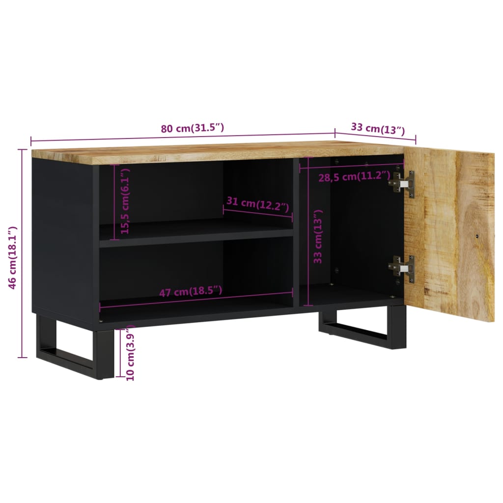 Tv-meubel 80x33x46 cm massief hout gerecycled en bewerkt hout