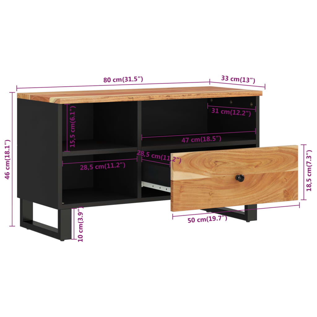 Tv-meubel 80x33x46 cm massief hergebruikt hout en bewerkt hout