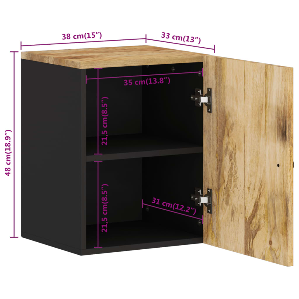 Badkamerwandkast 38x33x48 cm massief mangohout