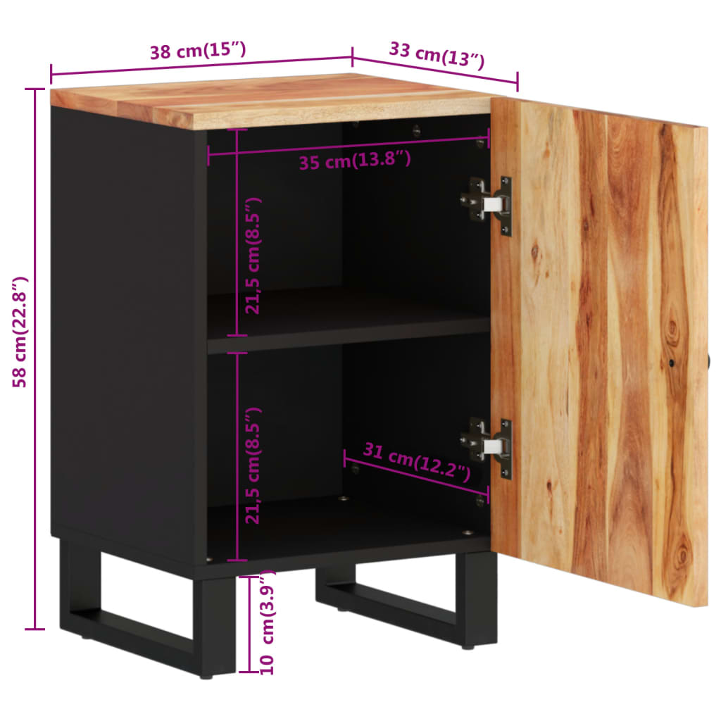 Badkamerkast 38x33x58 cm massief mangohout