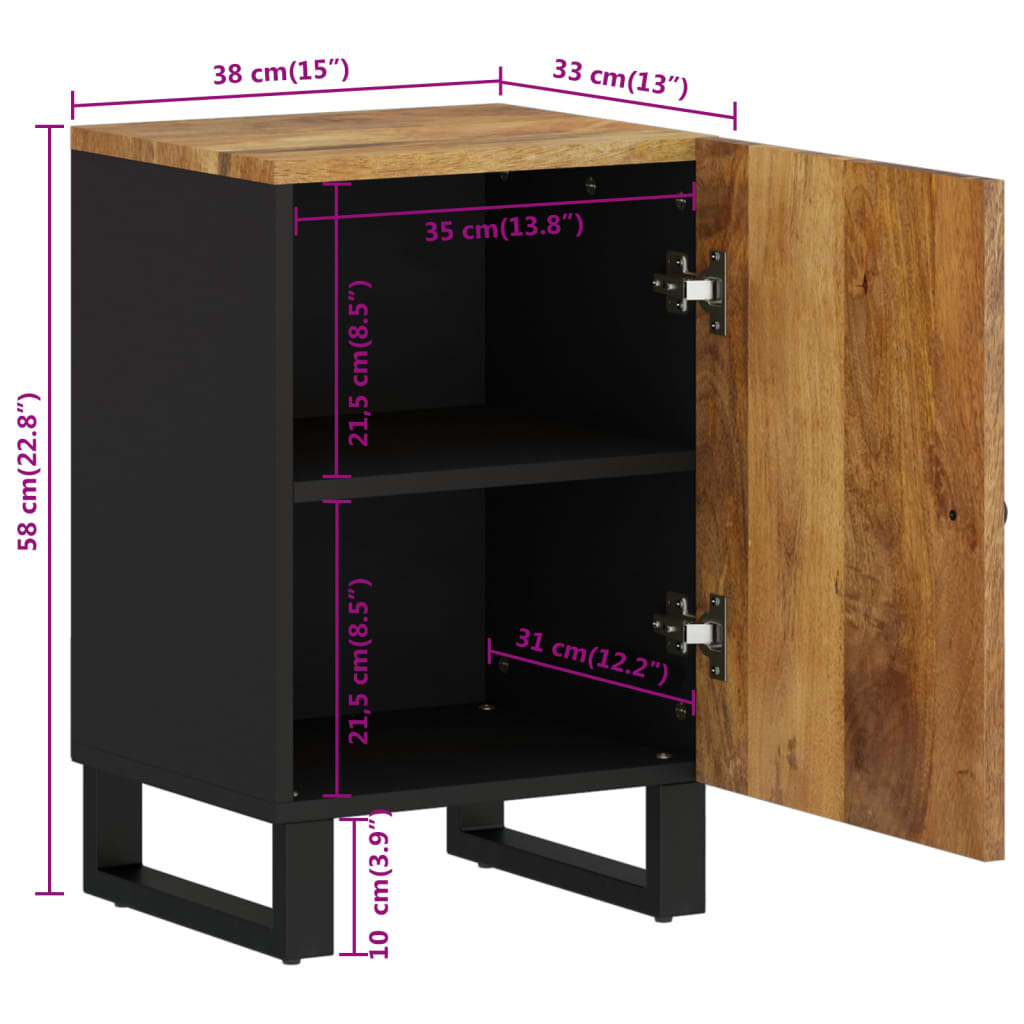 Badkamerkast 38x33x58 cm massief mangohout