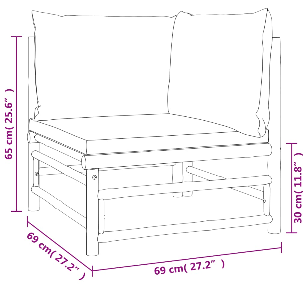 3-delige Loungeset met kussens bamboe