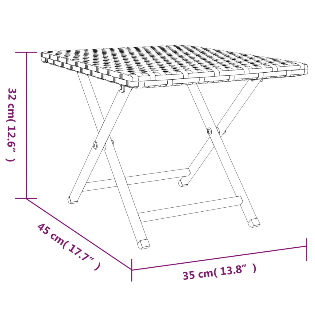 Tafel inklapbaar 45x35x32 cm poly rattan