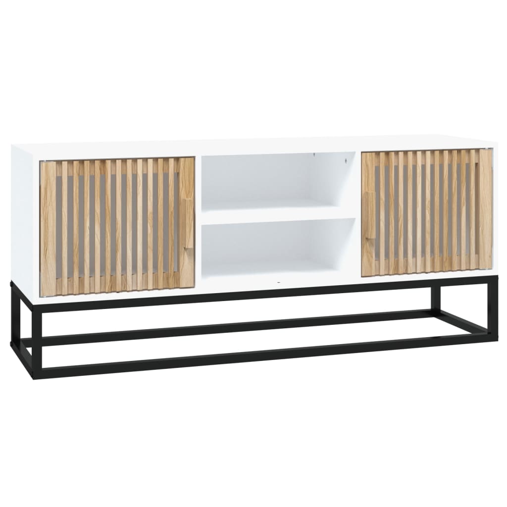 Tv-meubel 105x30x45 cm bewerkt hout en ijzer zwart