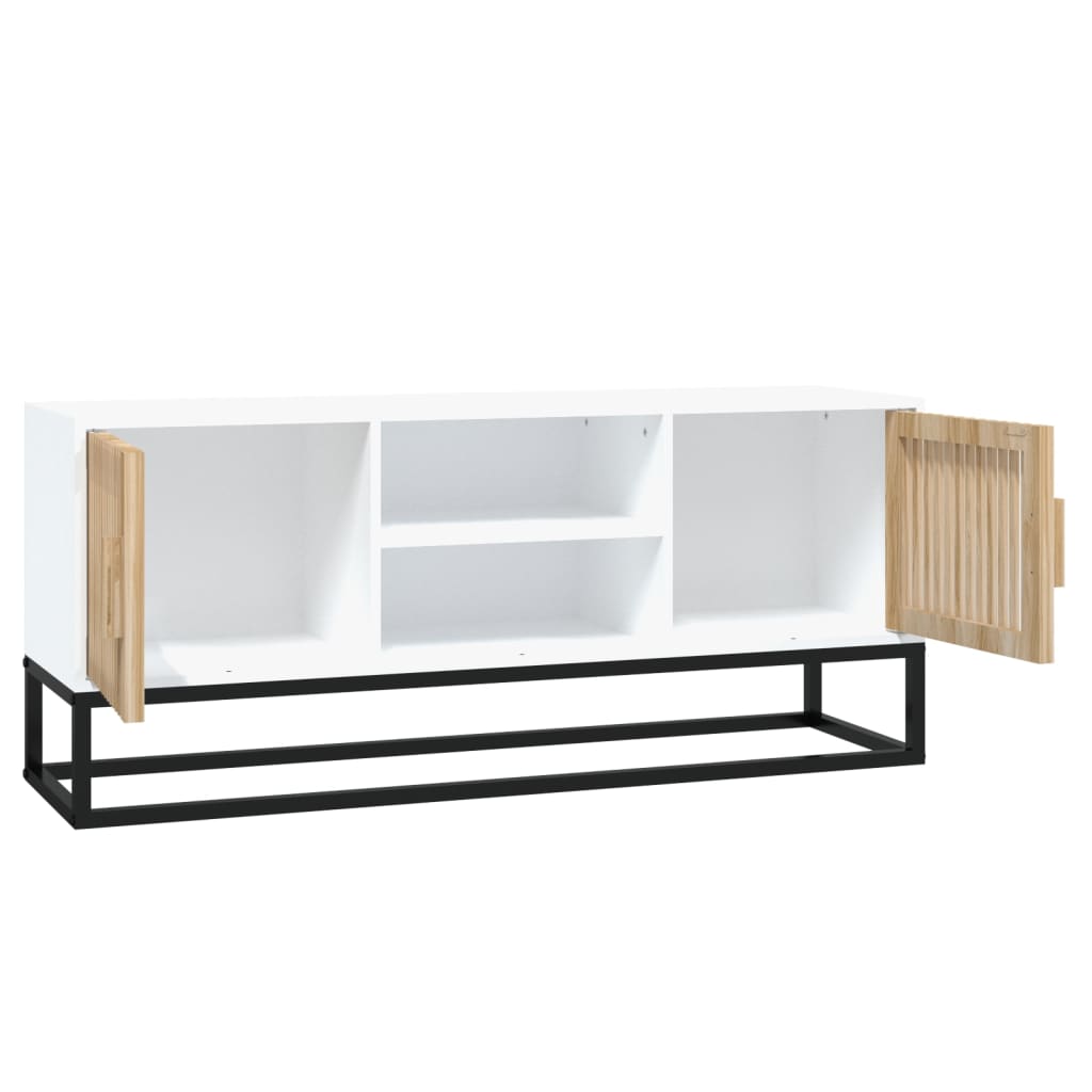 Tv-meubel 105x30x45 cm bewerkt hout en ijzer zwart