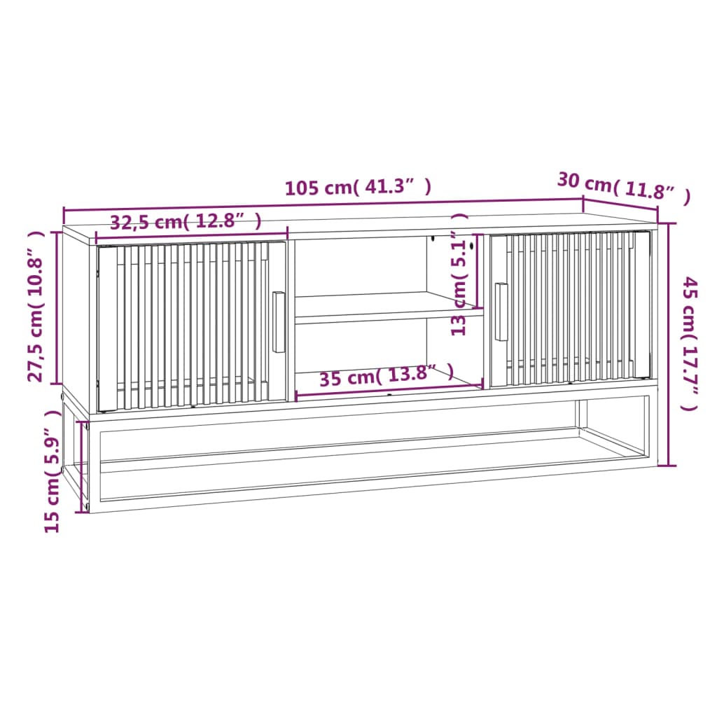 Tv-meubel 105x30x45 cm bewerkt hout