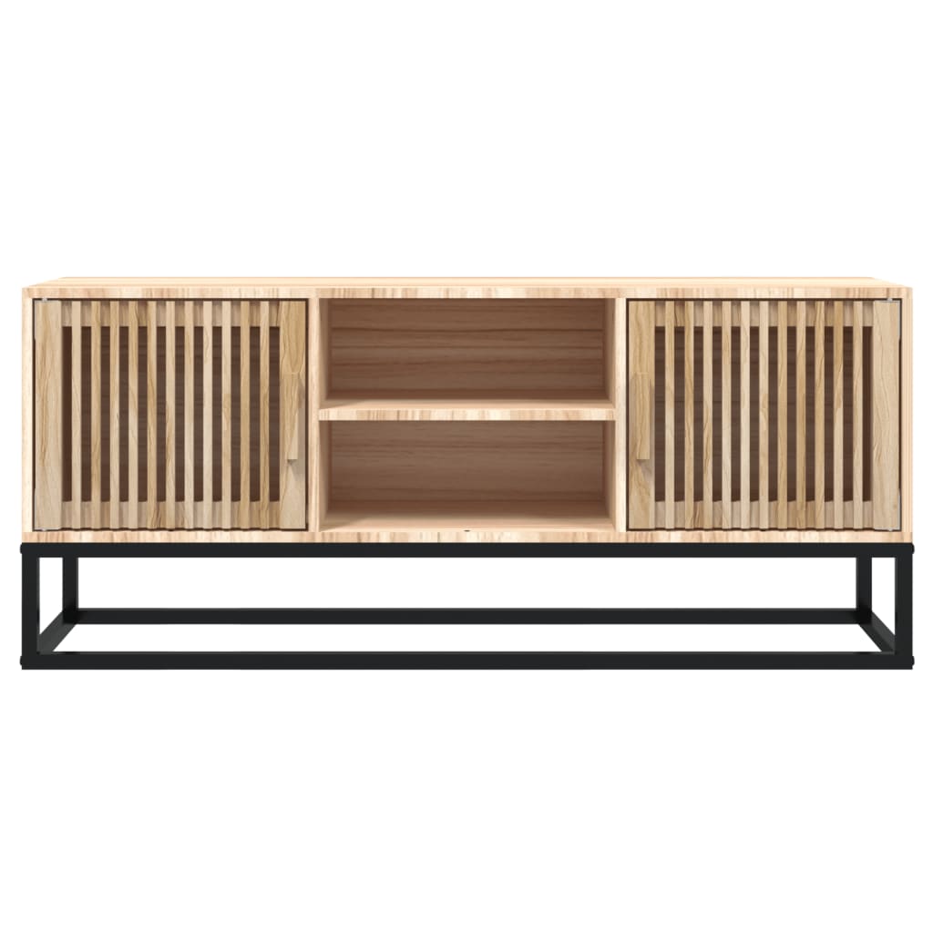 Tv-meubel 105x30x45 cm bewerkt hout en ijzer zwart