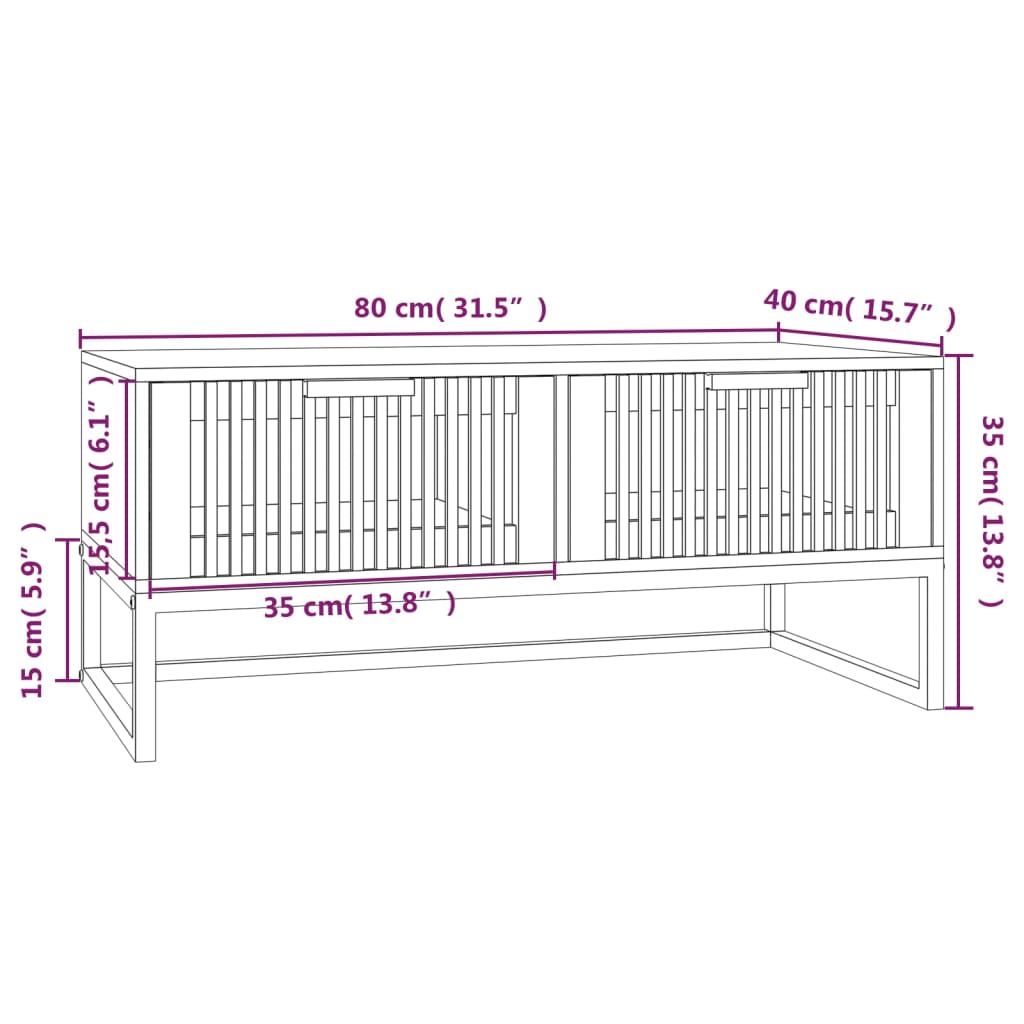 Salontafel 80x40x35 cm bewerkt hout en ijzer