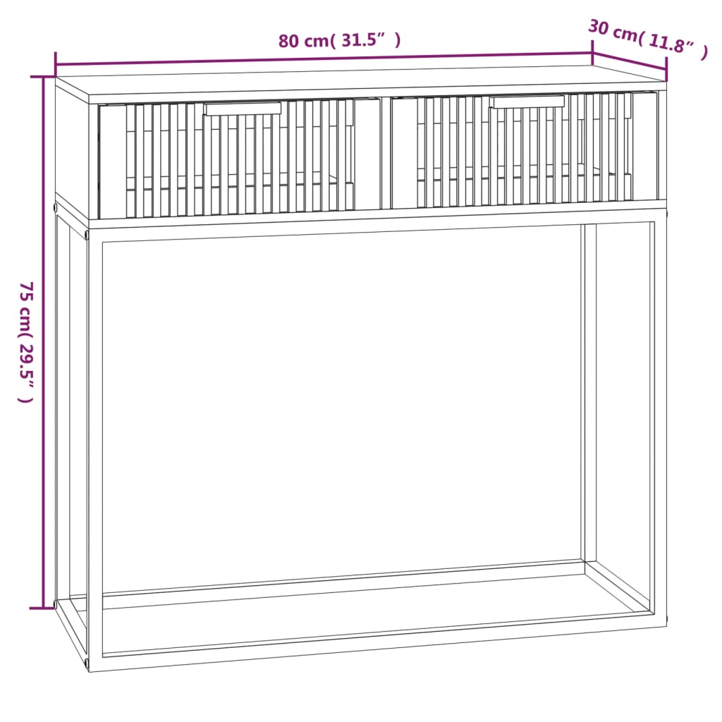 Wandtafel 80x30x75 cm bewerkt hout en ijzer