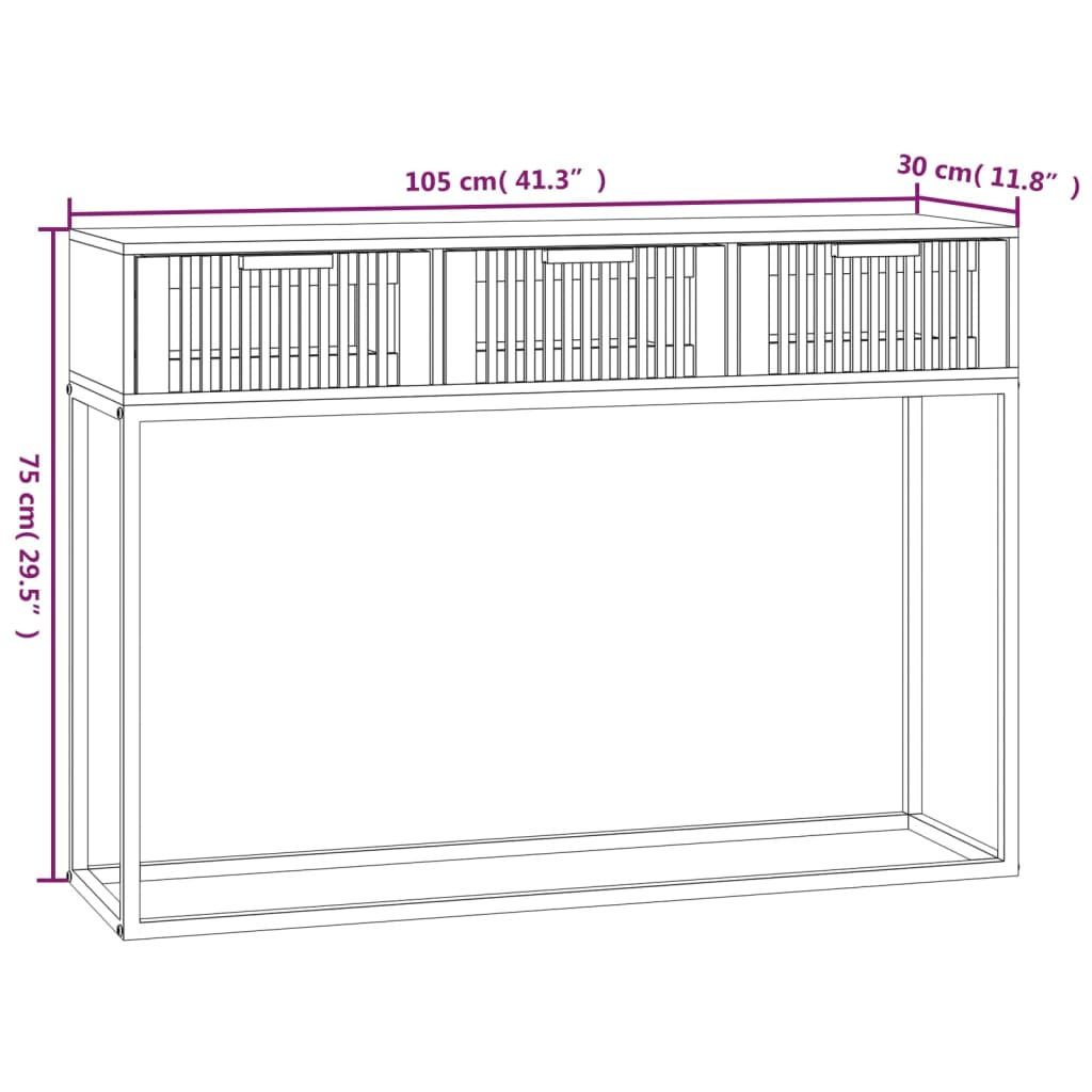 Wandtafel 105x30x75 cm bewerkt hout en ijzer wit